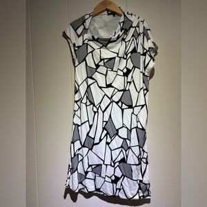 Gucci black white geometric mini dress asymmetrical large